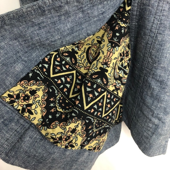 Free People Chambray Linen Blend Swing Jacket XS - Picture 3 of 5